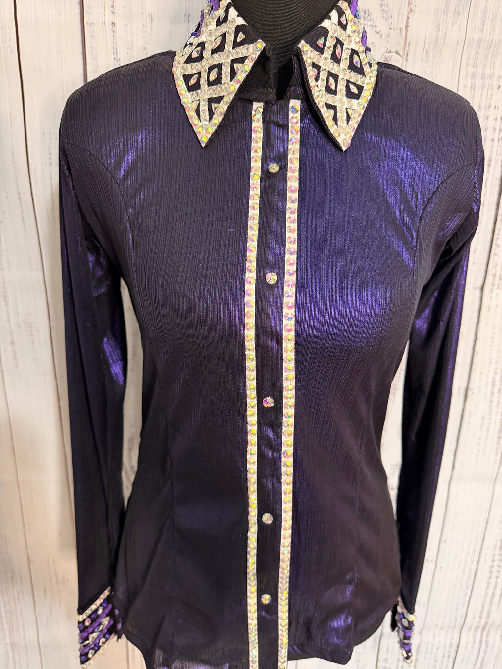 Small Purple Metallic Lycra - Cuff/Collar design