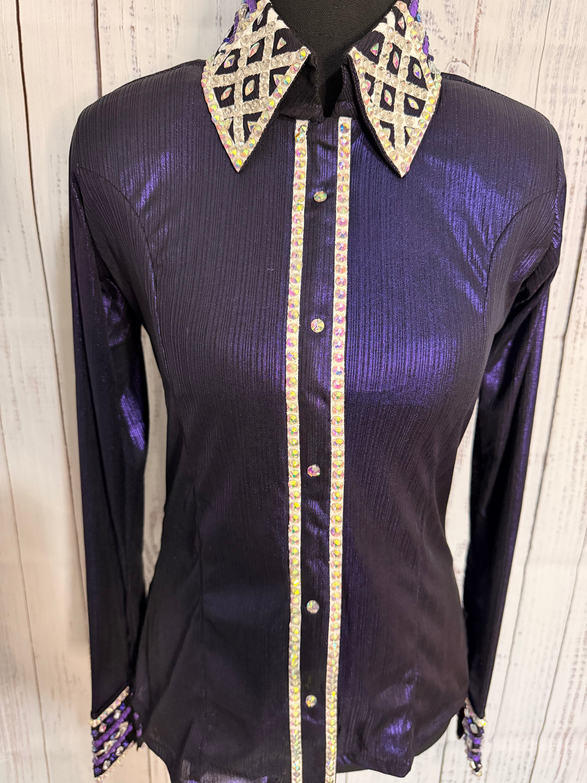 Small Purple Metallic Lycra - Cuff/Collar design