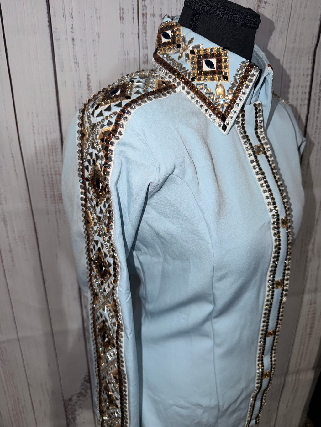 Medium Baby Blue Lycra , Full Sleeve brown accents