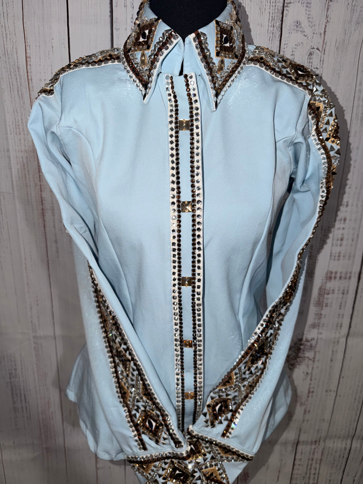 Medium Baby Blue Lycra , Full Sleeve brown accents