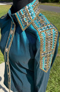 Sm/Med “Freya” Ocean Teal Day Shirt (Half Sleeve)