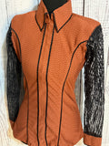 Small Rust/Black Sheer Sleeve Day Shirt