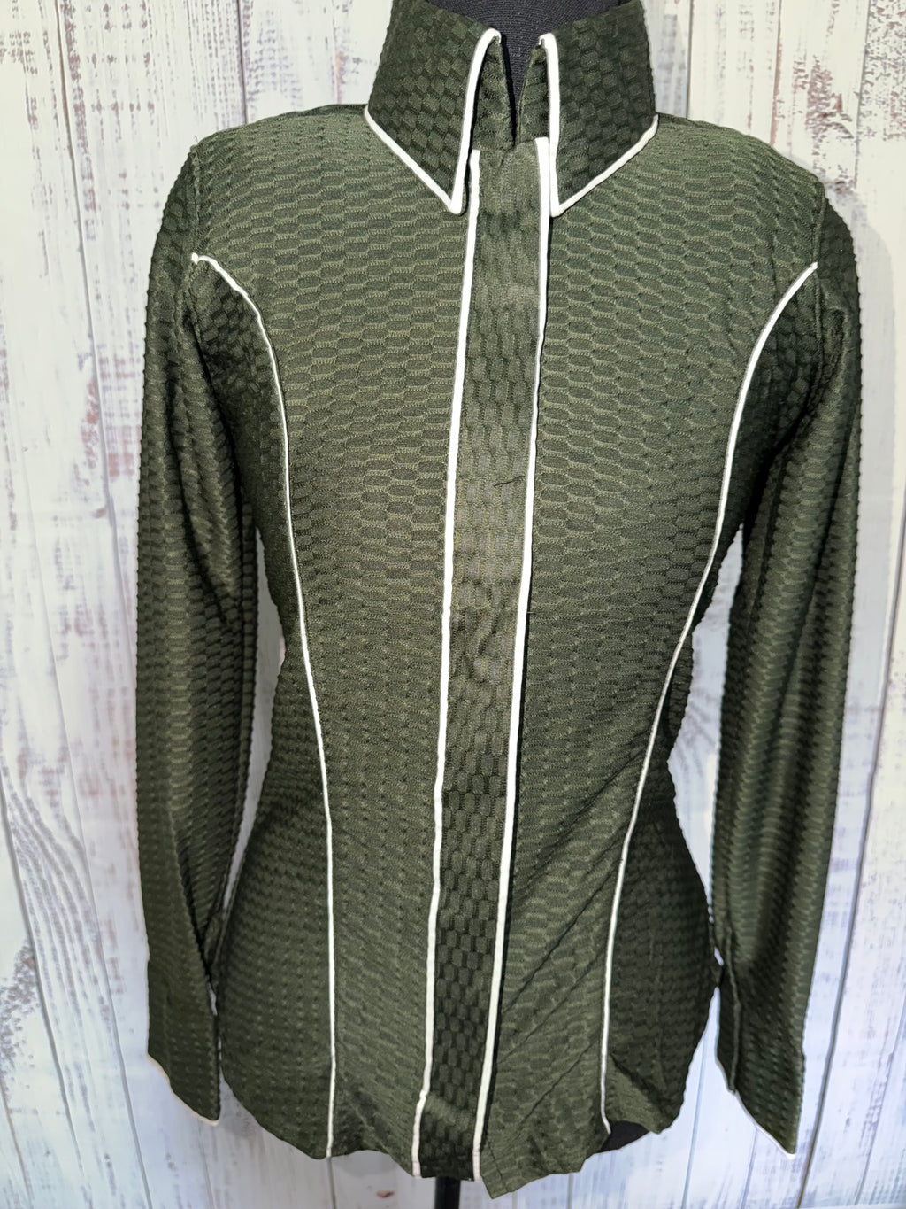 Small Green/White Textured Lycra Day Shirt