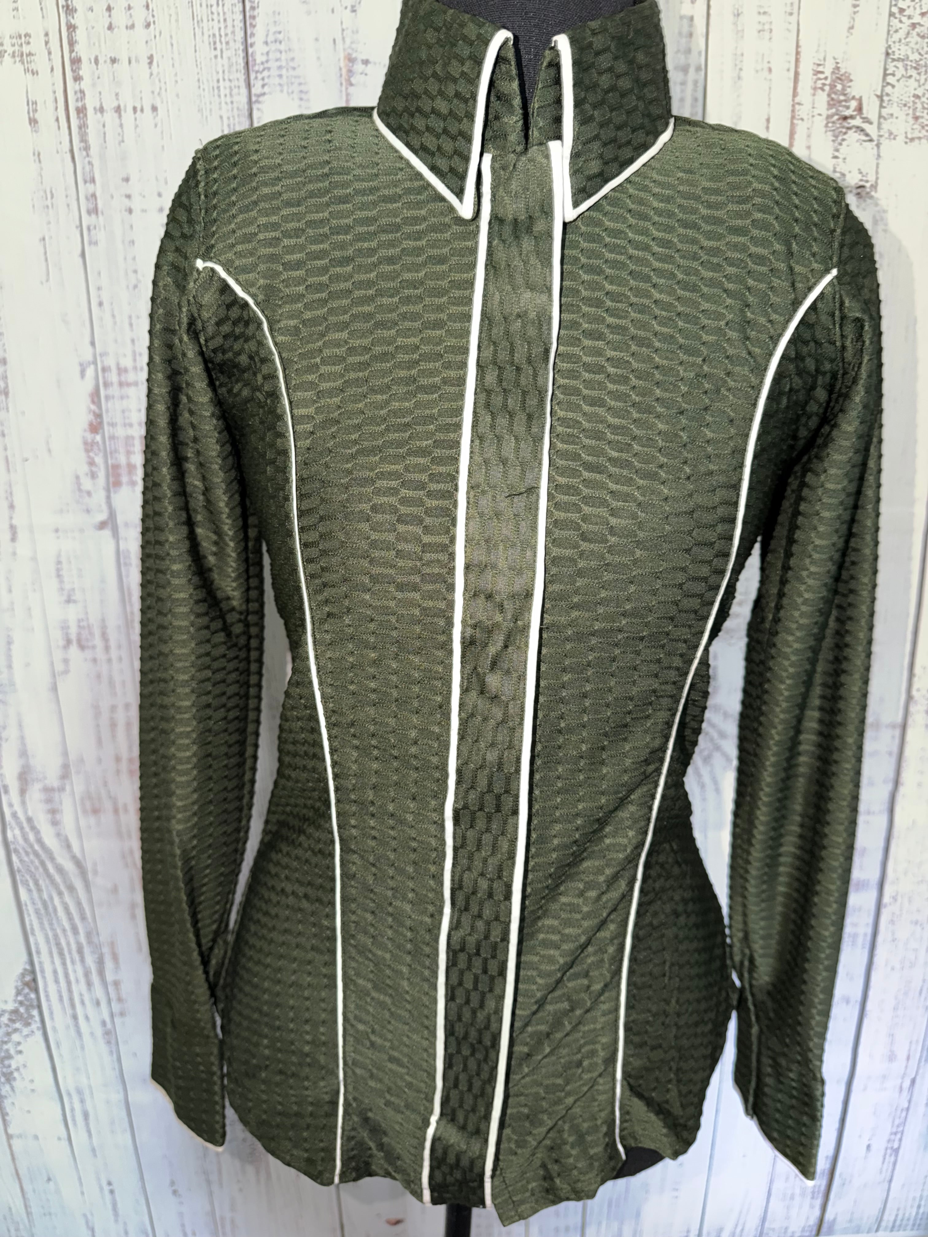 Small Green/White Textured Lycra Day Shirt