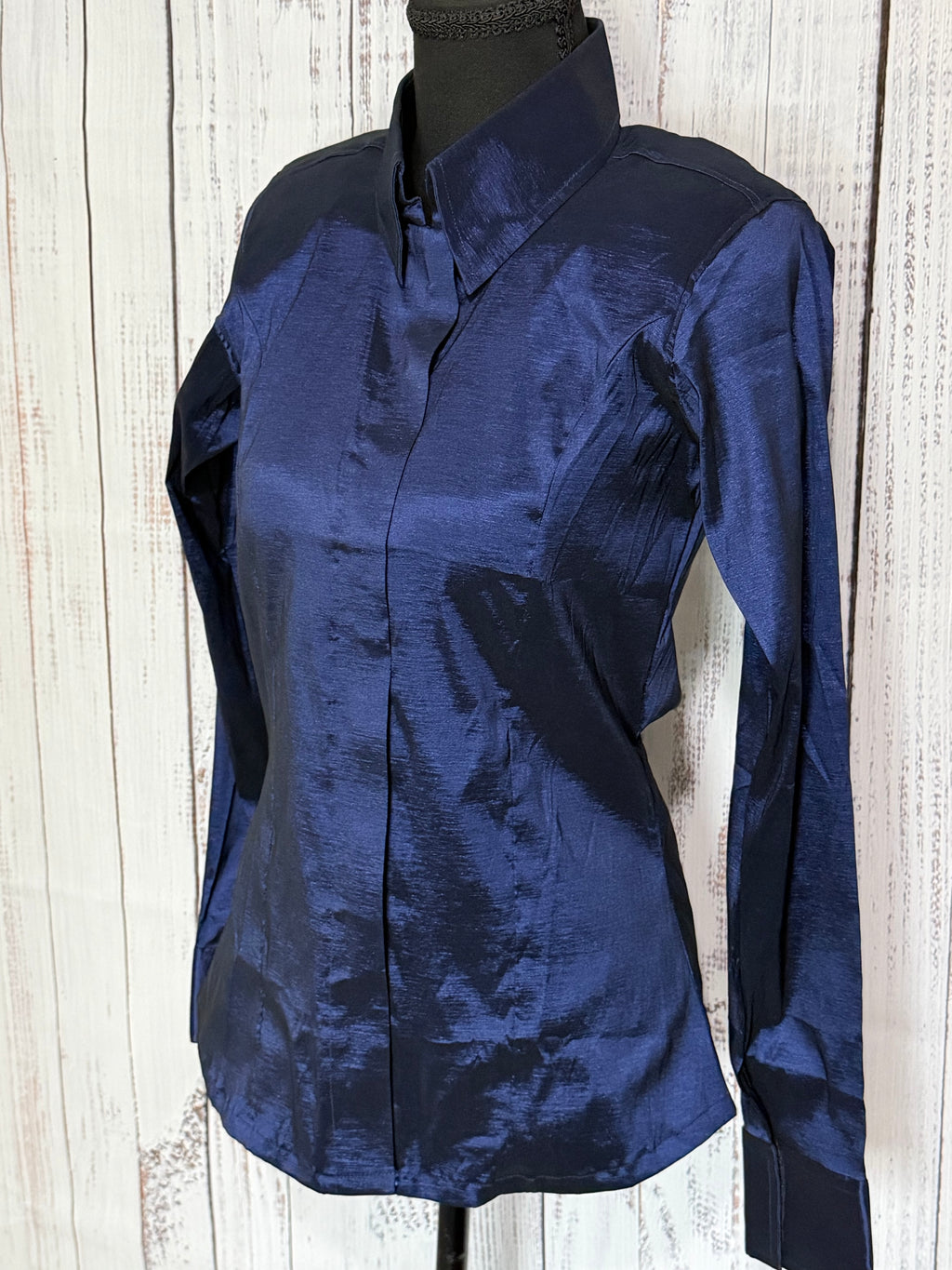 Navy Blue Plain Taffeta Shirt