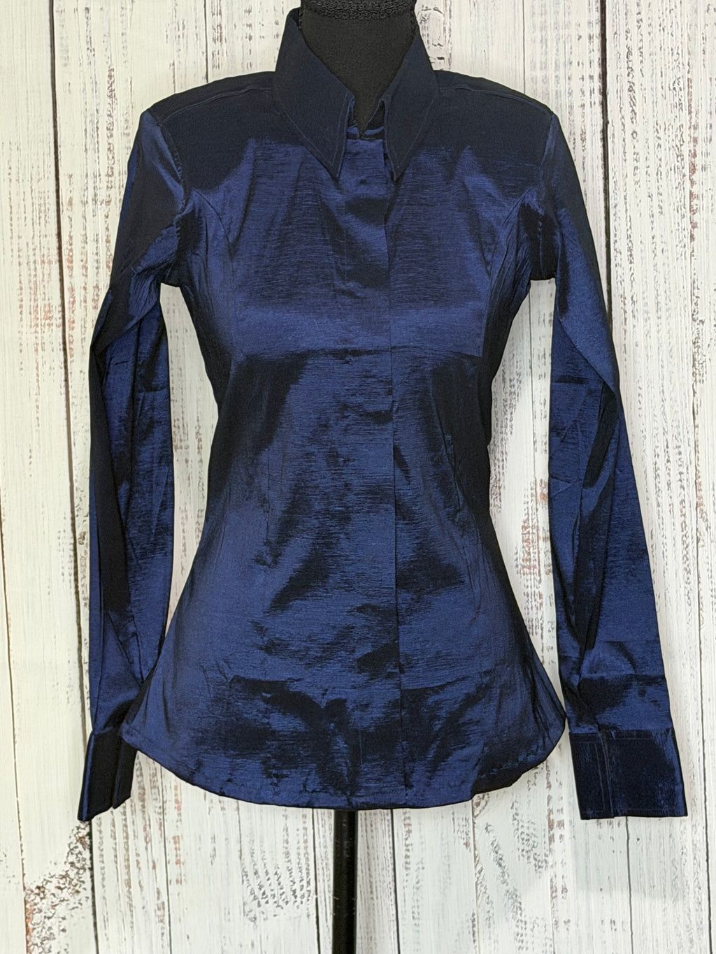 Navy Blue Plain Taffeta Shirt