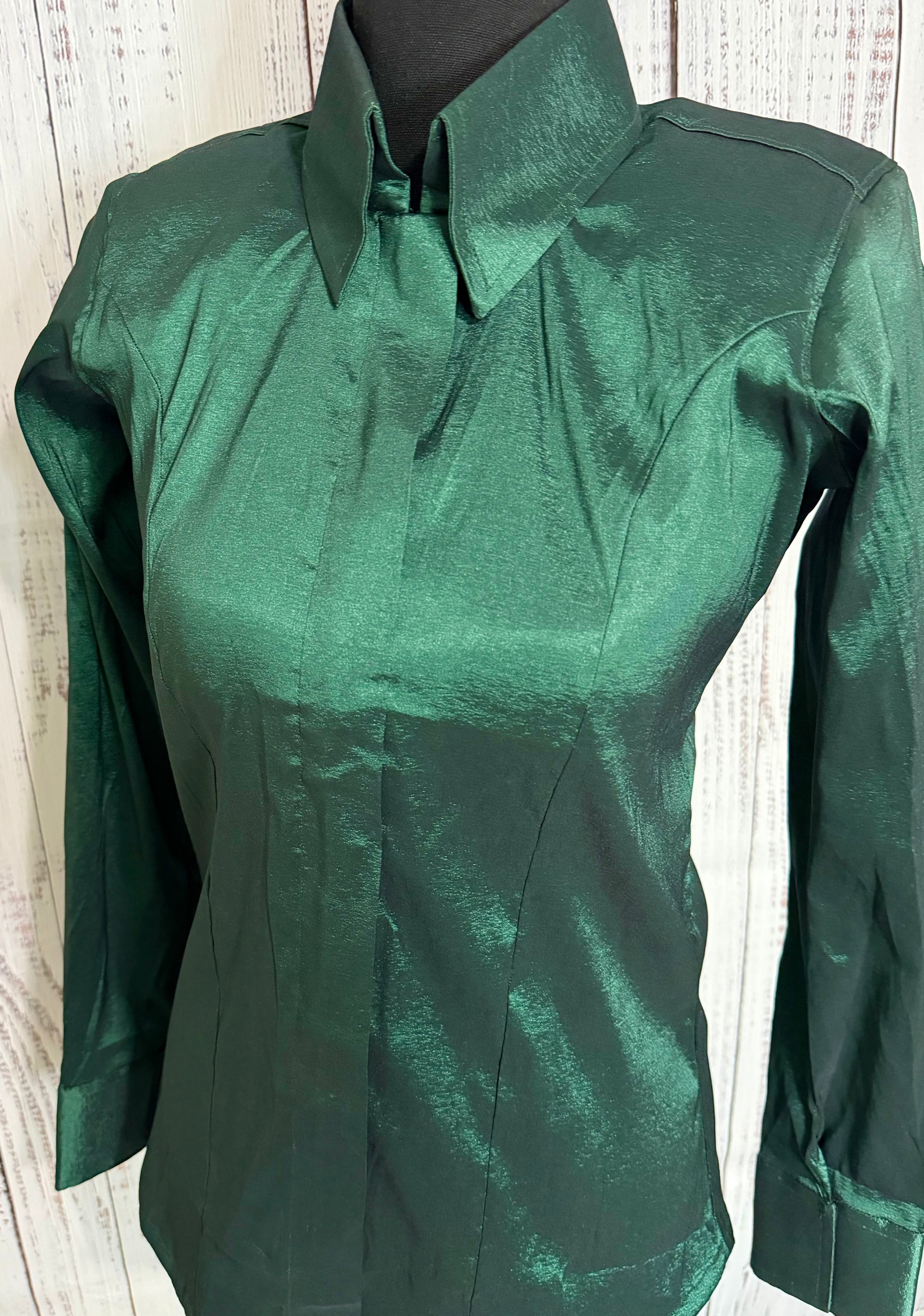 Hunter Green Plain Taffeta Shirt